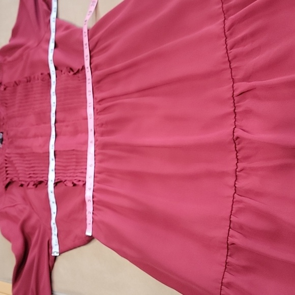 J.Crew Mercantile Size 16 Burgundy Red Tiered Ruffle Pintuck Front Dress - Picture 8 of 14
